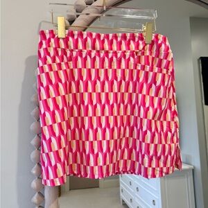 Jude Connally Pink Geometric Mini Skirt with Cream and Gold Accents